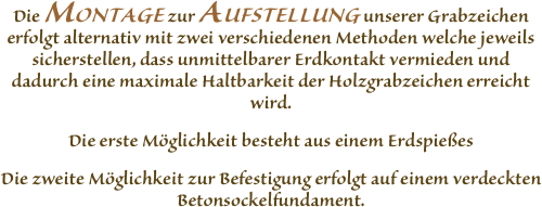 Die MONTAGE zur AUFSTELLUNG unserer
